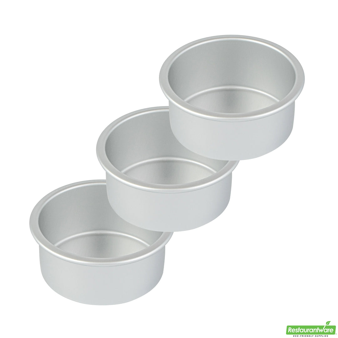 Restaurantware Met Lux 4 x 4 x 2 Inch Cake Pans, Aluminum, Round, Straight-Sided - Restaurant Equipment and Smallwares - Canadian Distribution - Ships Free Within Canada on Orders Above CAD $199