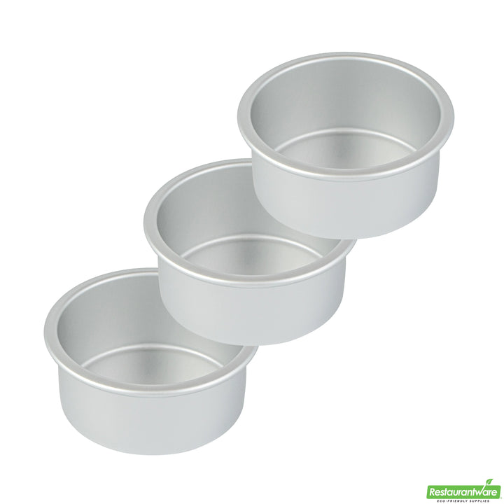 Restaurantware Met Lux 4 x 4 x 2 Inch Cake Pans, Aluminum, Round, Straight-Sided - Restaurant Equipment and Smallwares - Canadian Distribution - Ships Free Within Canada on Orders Above CAD $199