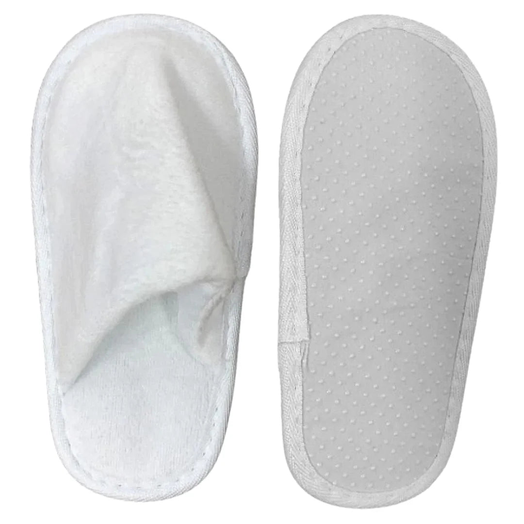 Dolly 7.5In Kids White Terry Velour Slippers, Closed Toe, Individual Bag, Standard - Restaurant Equipment and Smallwares - Canadian Distribution