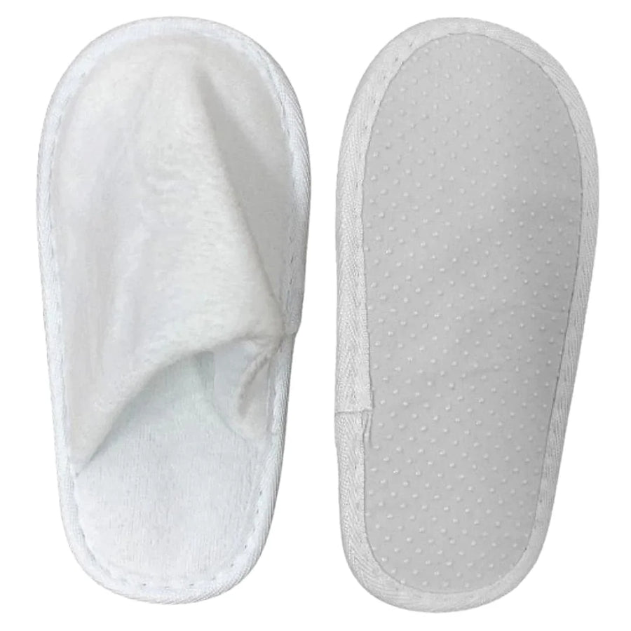 Dolly 7.5In Kids White Terry Velour Slippers, Closed Toe, Individual Bag, Standard - Restaurant Equipment and Smallwares - Canadian Distribution
