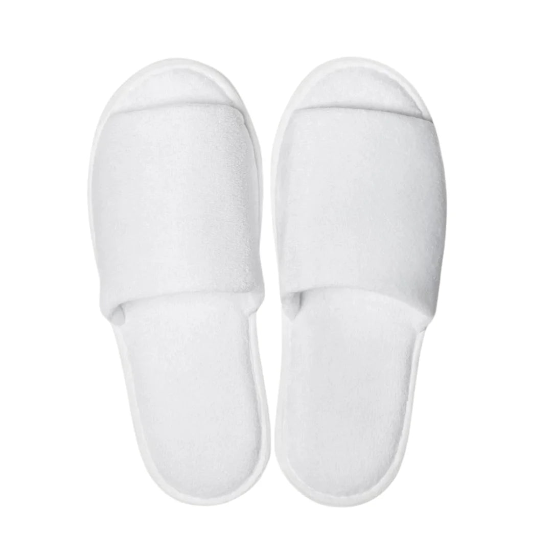 Dolly Unisex White Velour Spa Slippers, Open Toe, Economy - Restaurant Equipment and Smallwares - Canadian Distribution