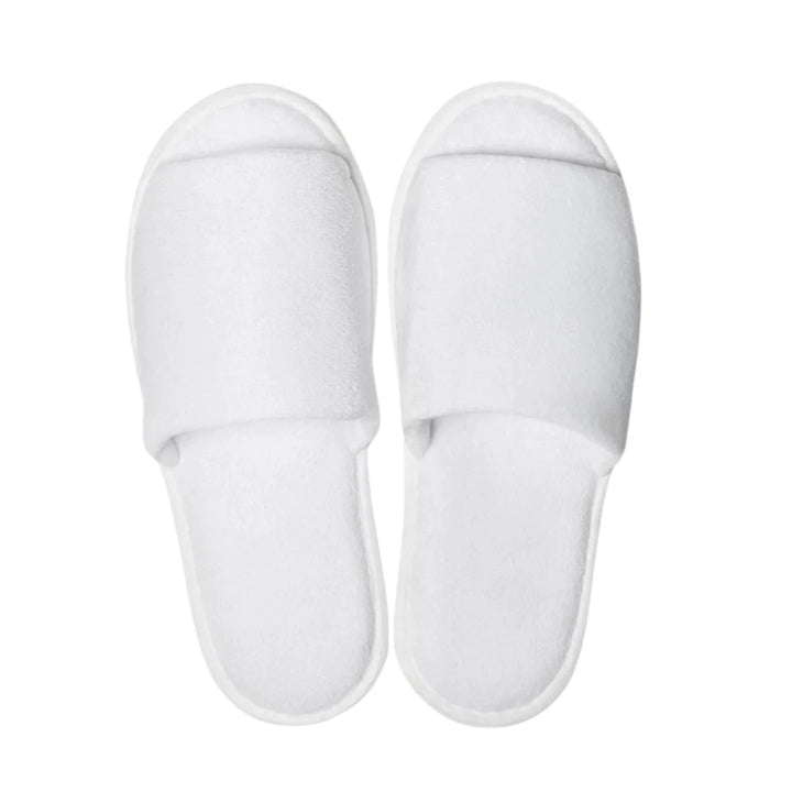 Dolly Unisex White Velour Spa Slippers, Open Toe, Economy - Restaurant Equipment and Smallwares - Canadian Distribution