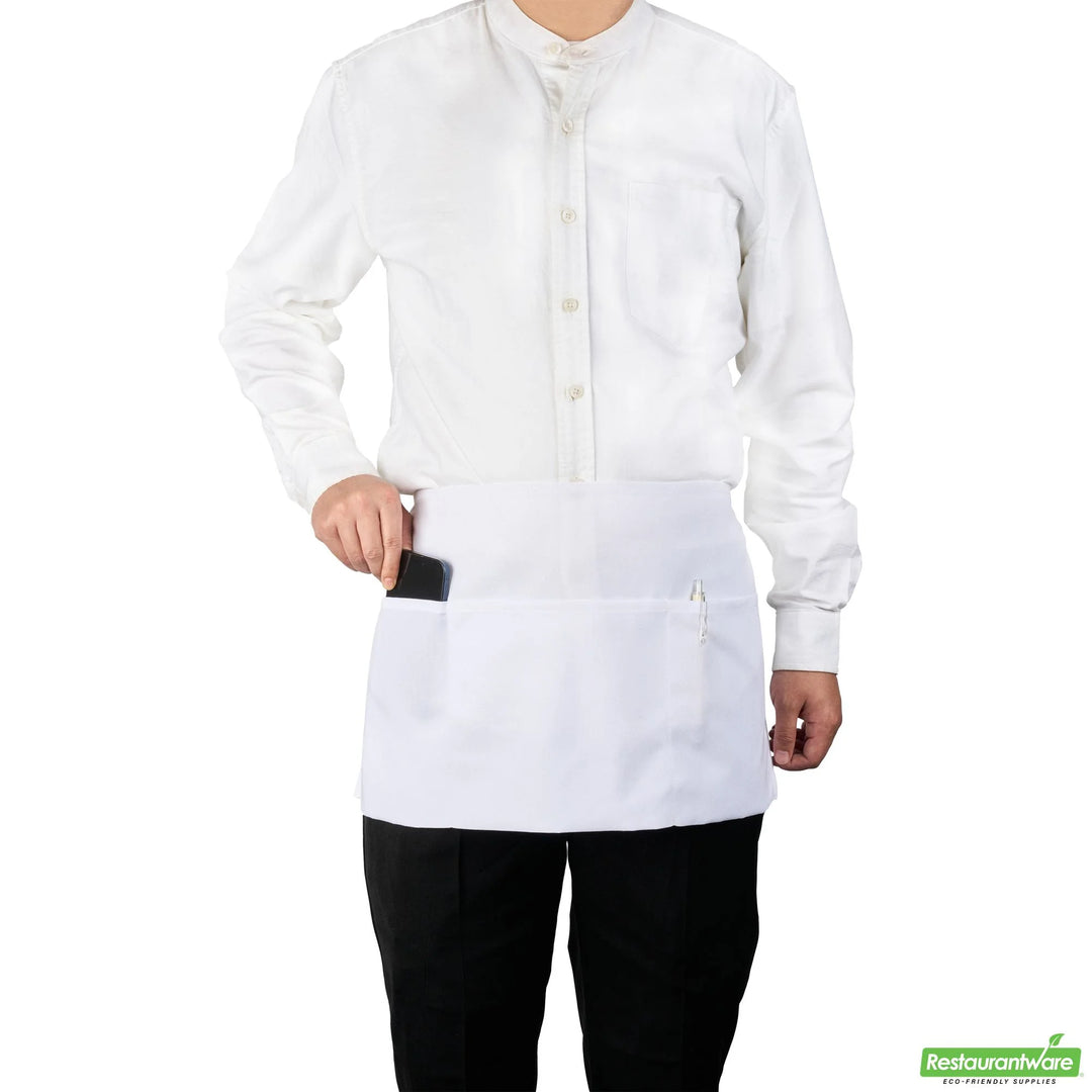 Restaurantware RW Base 3-Pocket Waist Aprons, White, 24 x 12 Inch - Restaurant Equipment and Smallwares - Canadian Distribution - Ships Free Within Canada on Orders Above CAD $199