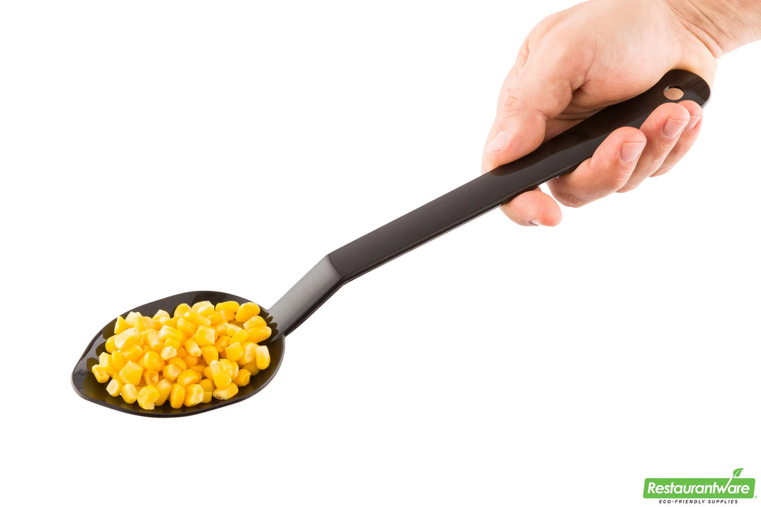 Restaurantware 13In Black Plastic Catering Service Spoon, Perforated - Restaurant Equipment and Smallwares - Canadian Distribution - Ships Free Within Canada on Orders Above CAD $199