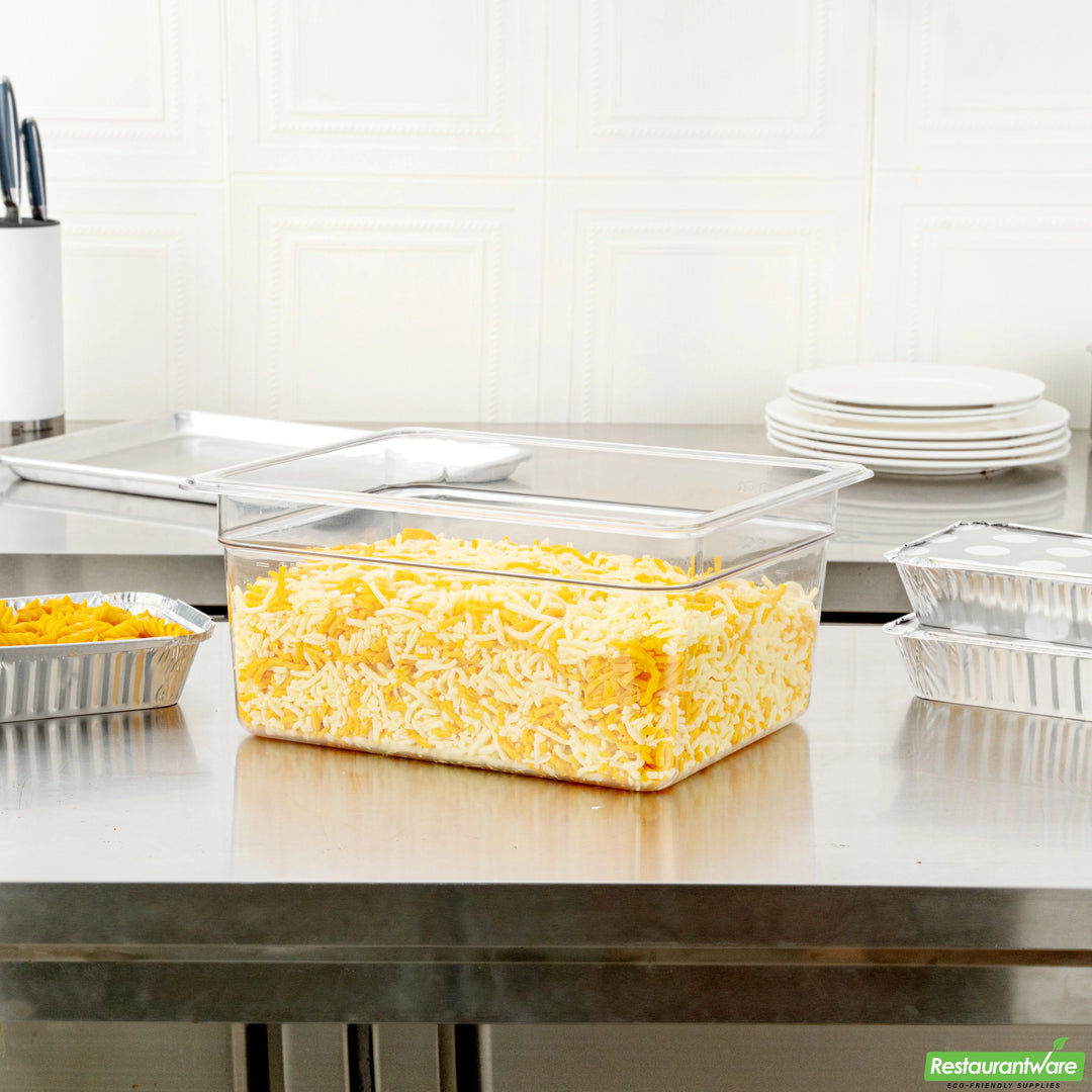 Restaurantware Met Lux Half-Size 8.7Qt Clear Plastic Rectangular Food Storage Containers, 12.8X10.3X6In - 10 Units/Case - Restaurant Equipment and Smallwares - Canadian Distribution - Ships Free Within Canada on Orders Above CAD $199