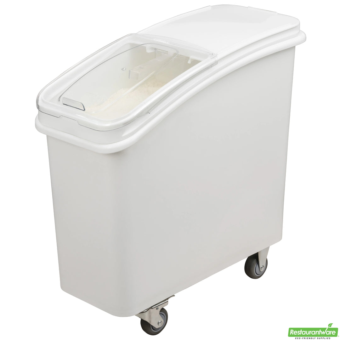 Restaurantware Met Lux 21Gal White Plastic Rectangular Ingredient Bin, With Sliding Lid/Scoop/Casters, Slant-Top - Restaurant Equipment and Smallwares - Canadian Distribution