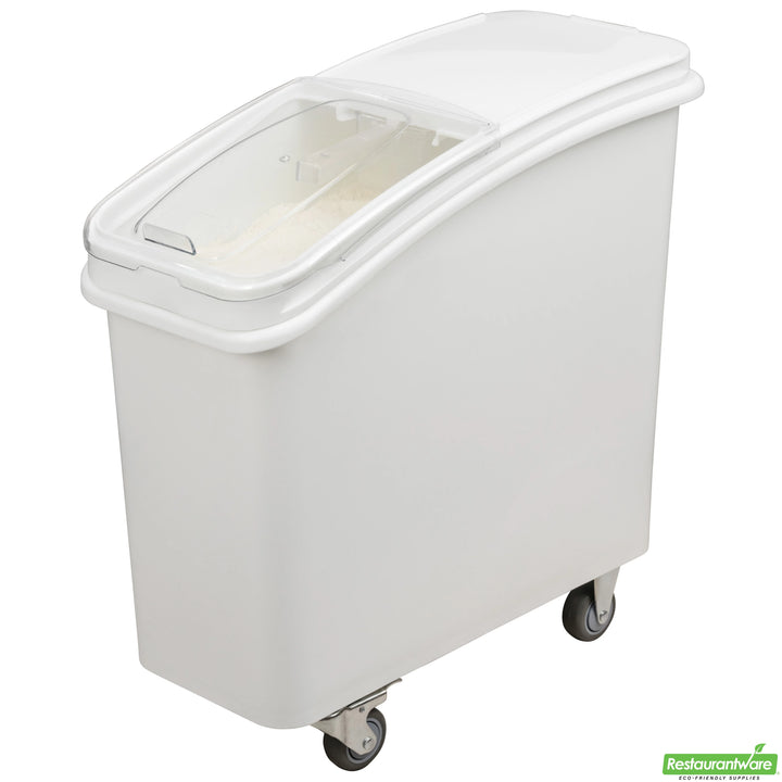 Restaurantware Met Lux 21Gal White Plastic Rectangular Ingredient Bin, With Sliding Lid/Scoop/Casters, Slant-Top - Restaurant Equipment and Smallwares - Canadian Distribution