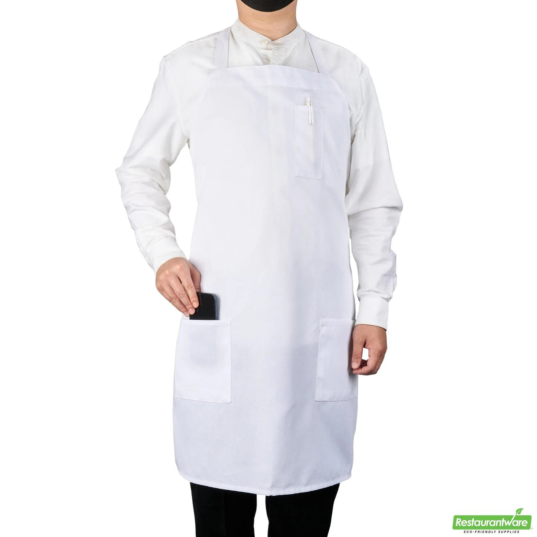 Restaurantware RW Base 3-Pocket Bib Aprons, White, 32.50 x 27.50 Inch - Restaurant Equipment and Smallwares - Canadian Distribution - Ships Free Within Canada on Orders Above CAD $199