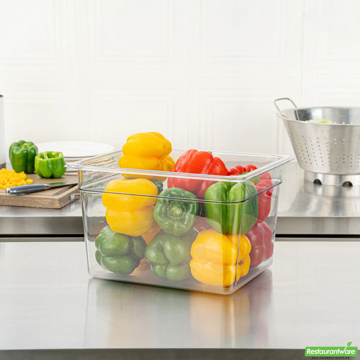 Restaurantware Met Lux Half-Size 12.4Qt Clear Plastic Rectangular Food Storage Containers, 12.75X10.4X8In - Restaurant Equipment and Smallwares - Canadian Distribution - Ships Free Within Canada on Orders Above CAD $199