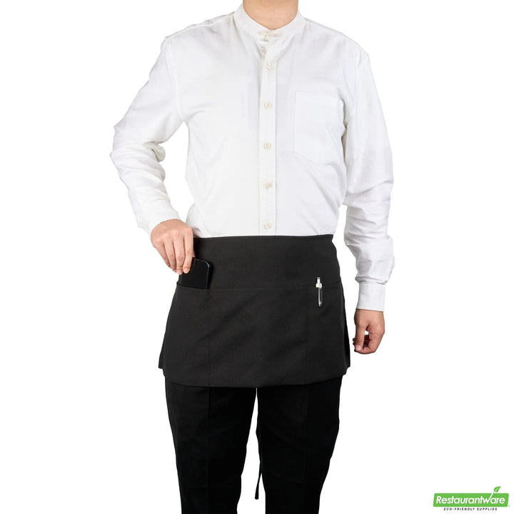 Restaurantware RW Base 3-Pocket Bib Aprons, Black, 24 x 12 Inch - Restaurant Equipment and Smallwares - Canadian Distribution - Ships Free Within Canada on Orders Above CAD $199
