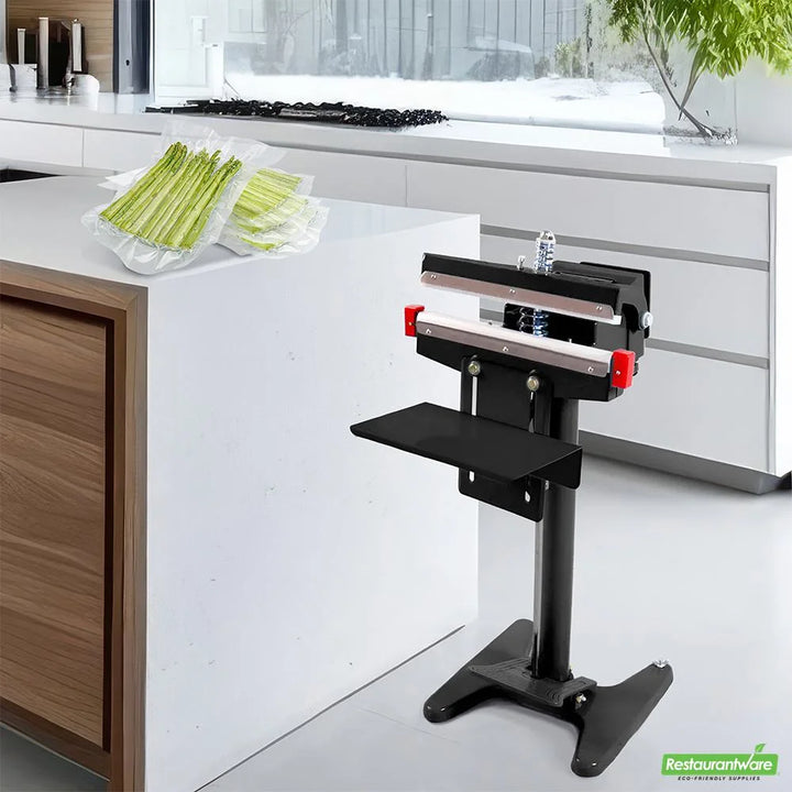 Restaurantware Black Aluminum Pedal-Actuated Impulse Sealer - 1 Unit/Case - Restaurant Equipment and Smallwares - Canadian Distribution - Ships Free Within Canada on Orders Above CAD $199