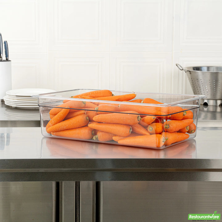 Restaurantware Met Lux Full-Size 20.6Qt Clear Plastic Rectangular Food Storage Containers, 10.75X12.75X6In - Restaurant Equipment and Smallwares - Canadian Distribution - Ships Free Within Canada on Orders Above CAD $199
