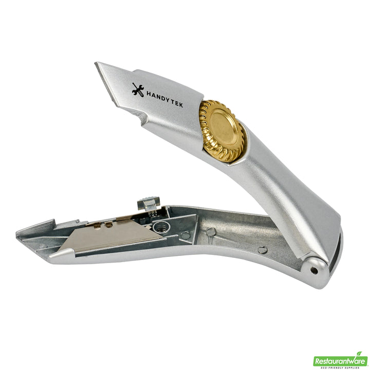 Restaurantware Handy Tek 7 Inch Heavy Duty Utility Knife, Silver, Blade Lock Wheel - Restaurant Equipment and Smallwares - Canadian Distribution - Ships Free Within Canada on Orders Above CAD $199