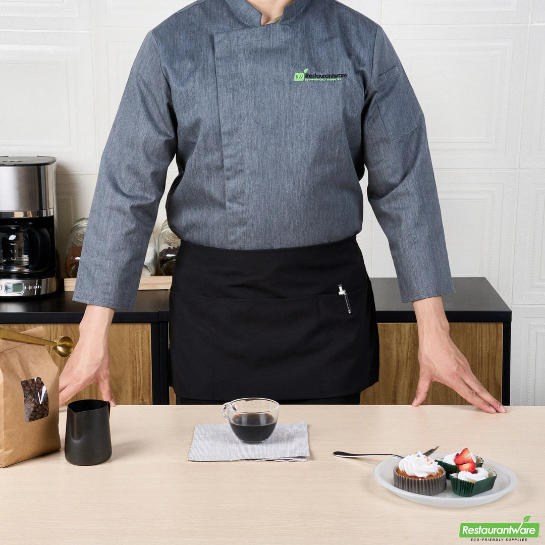 Restaurantware RW Base 3-Pocket Bib Aprons, Black, 24 x 12 Inch - Restaurant Equipment and Smallwares - Canadian Distribution - Ships Free Within Canada on Orders Above CAD $199