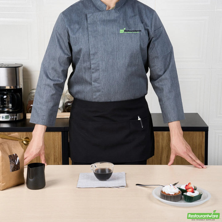Restaurantware RW Base 3-Pocket Bib Aprons, Black, 24 x 12 Inch - Restaurant Equipment and Smallwares - Canadian Distribution - Ships Free Within Canada on Orders Above CAD $199