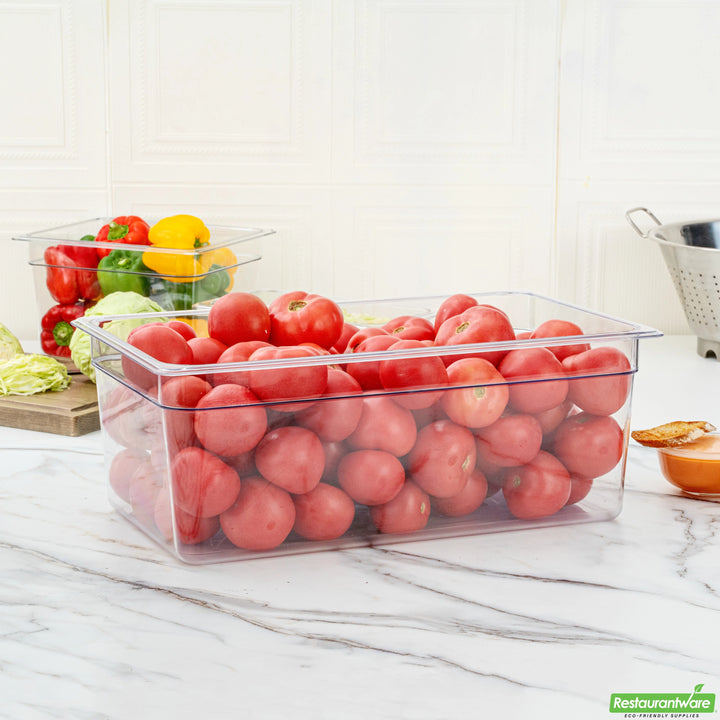 Restaurantware Met Lux Full-Size 27Qt Clear Plastic Rectangular Food Storage Containers, 20.9X12.8X8In - 10 Units/Case - Restaurant Equipment and Smallwares - Canadian Distribution - Ships Free Within Canada on Orders Above CAD $199