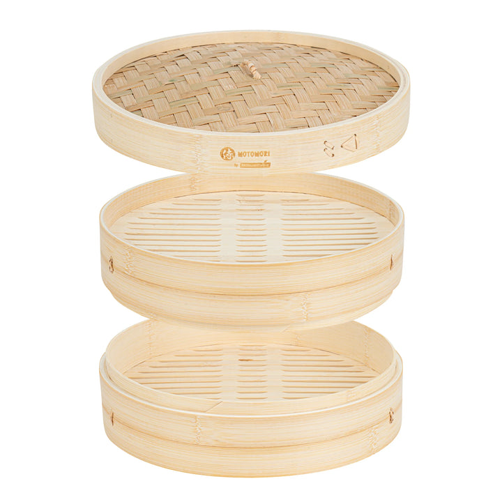 Restaurantware Motomori 12 x 12 x 4 Inch Steamer, Natural, Bamboo, Round - Restaurant Equipment and Smallwares - Canadian Distribution - Ships Free Within Canada on Orders Above CAD $199