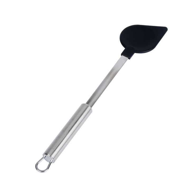 Restaurantware German Standard 12.75 x 2.25 Inch High-Heat Pointed-Tip Spoon, Nylon, Black, Stainless Steel Handle - Restaurant Equipment and Smallwares - Canadian Distribution - Ships Free Within Canada on Orders Above CAD $199
