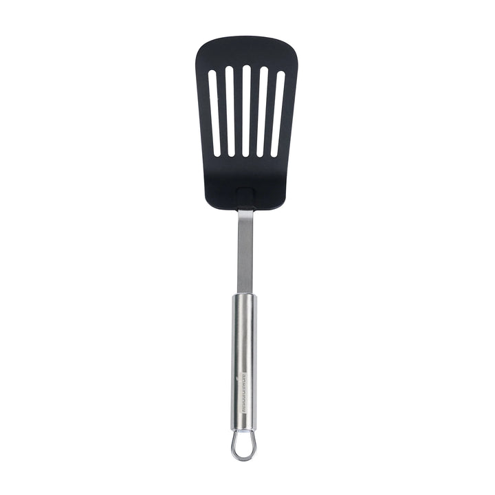 Restaurantware German Standard 12.50 Inch High-Heat Slotted Turner, Nylon, Black, Stainless Steel Handle - Restaurant Equipment and Smallwares - Canadian Distribution