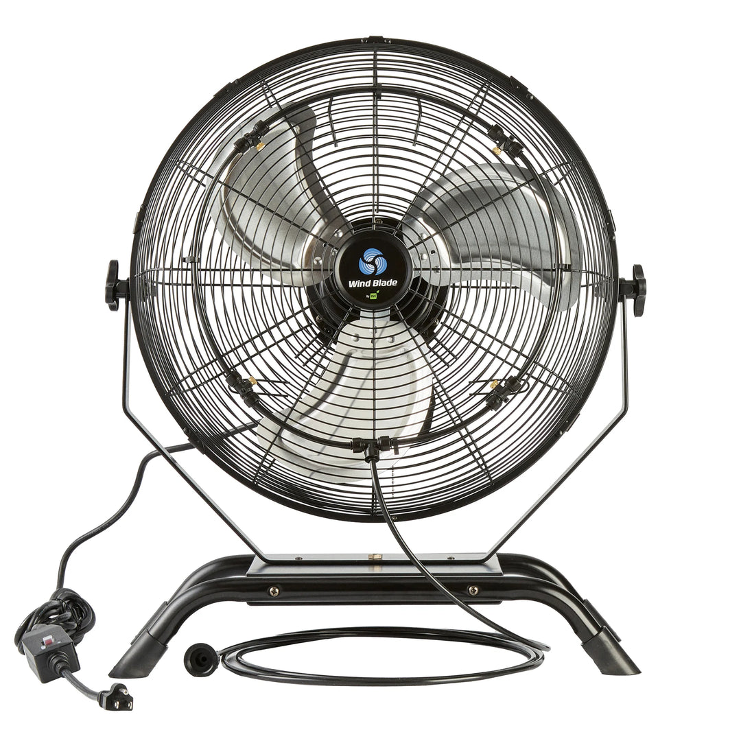 Restaurantware Wind Blade 3-Speed Industrial Floor & Wall-Mount Fan, 18 Inch, includes Misting Kit - Restaurant Equipment and Smallwares - Canadian Distribution