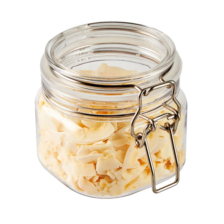 Restaurantware Met Lux 14 Ounce Plastic Storage Jars, Clear, Square, 3.75 x 3.75 x 3.75 Inch, Hinged Lid - Restaurant Equipment and Smallwares - Canadian Distribution - Ships Free Within Canada on Orders Above CAD $199
