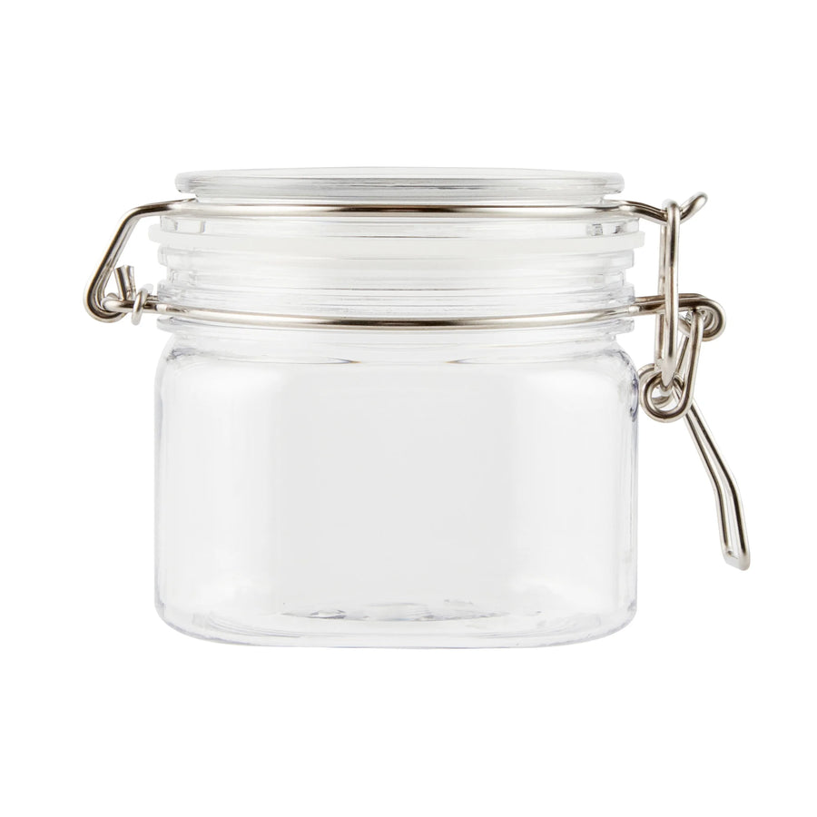 Restaurantware Met Lux 14 Ounce Plastic Storage Jars, Clear, Square, 3.75 x 3.75 x 3.75 Inch, Hinged Lid - Restaurant Equipment and Smallwares - Canadian Distribution