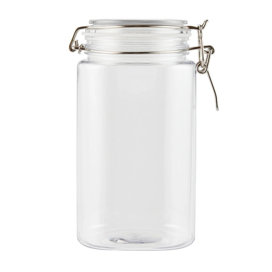 Restaurantware Met Lux 53 Ounce Plastic Storage Jars, Clear, Square, 4.25 x 4.25 x 7.75 Inch, Hinged Lid - Restaurant Equipment and Smallwares - Canadian Distribution