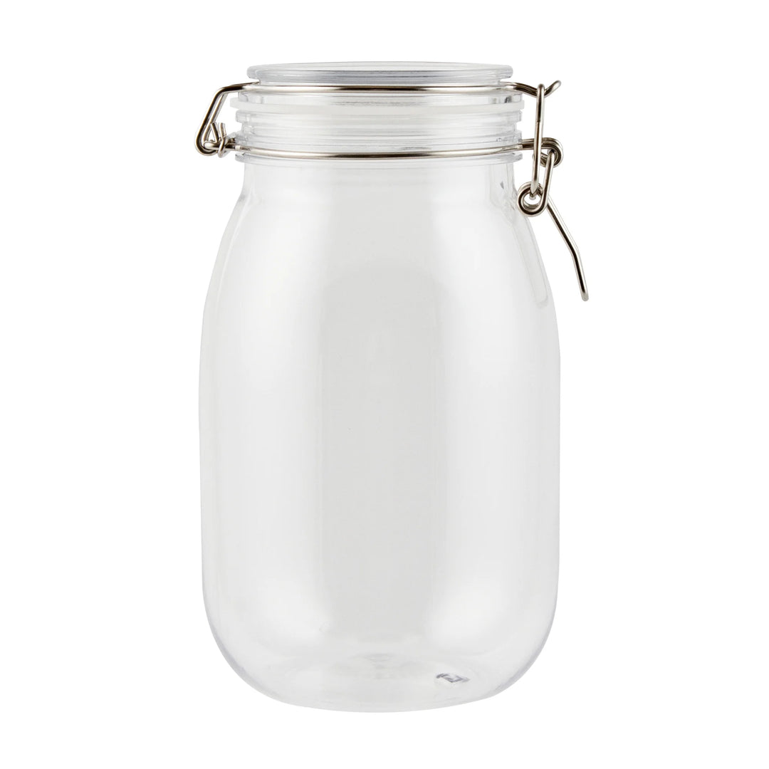 Restaurantware Met Lux 56 Ounce Plastic Storage Jars, Clear, Round, 4.75 x 4.75 x 8.25 Inch, Hinged Lid - Restaurant Equipment and Smallwares - Canadian Distribution