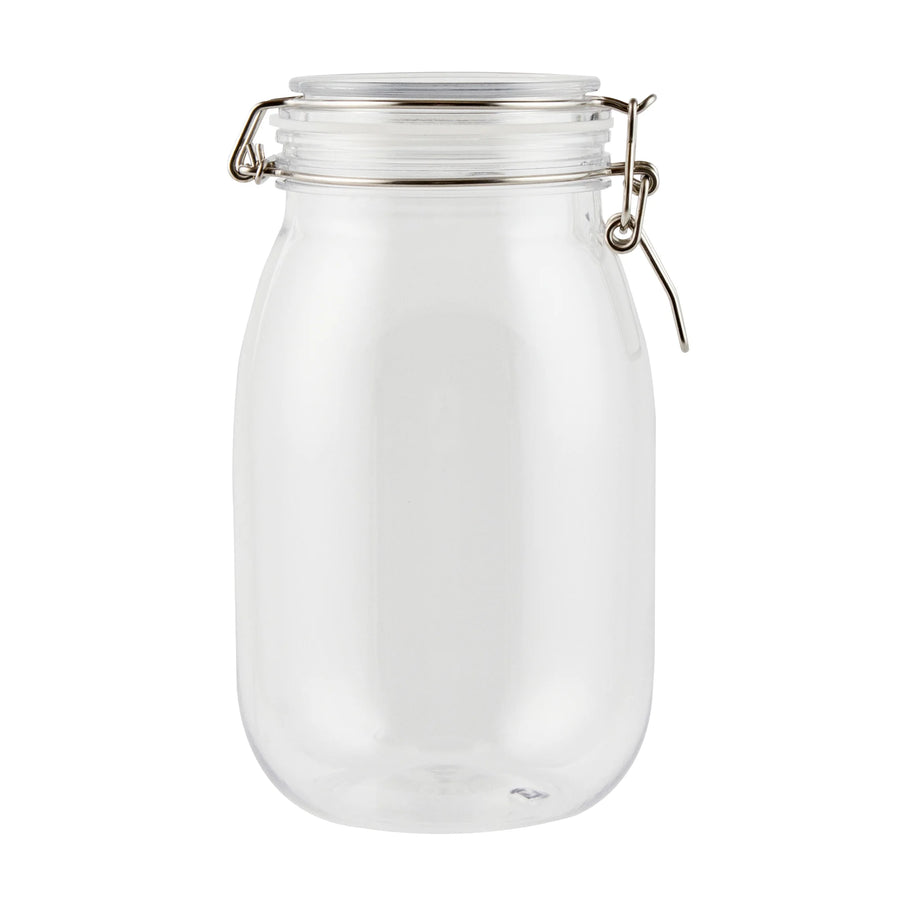 Restaurantware Met Lux 56 Ounce Plastic Storage Jars, Clear, Round, 4.75 x 4.75 x 8.25 Inch, Hinged Lid - Restaurant Equipment and Smallwares - Canadian Distribution