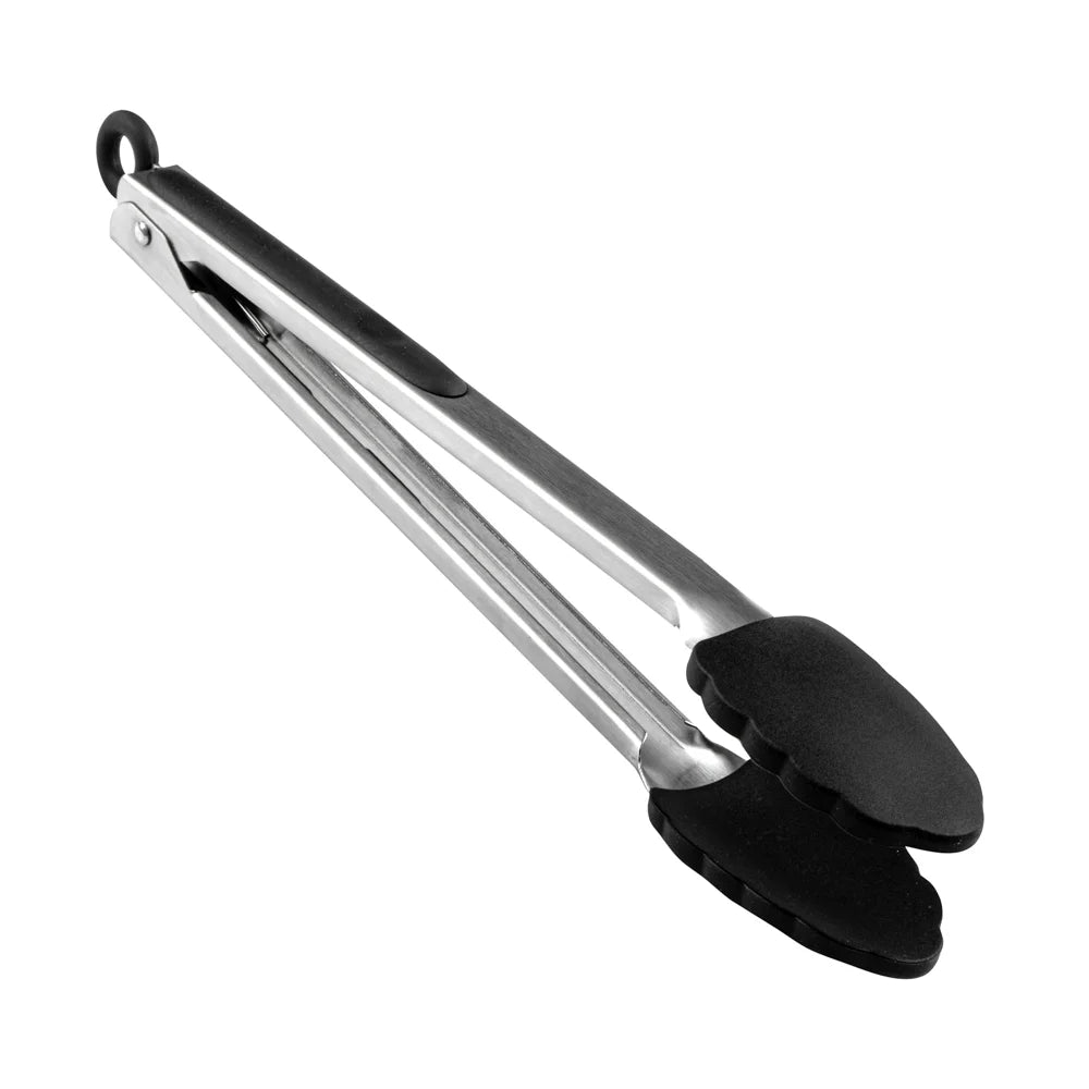 Restaurantware Met Lux 12 Inch Tongs, Black, Stainless Steel, Scallop Grip - Restaurant Equipment and Smallwares - Canadian Distribution