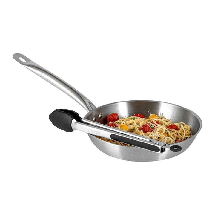 Restaurantware Met Lux 12 Inch Tongs, Black, Stainless Steel, Scallop Grip - Restaurant Equipment and Smallwares - Canadian Distribution - Ships Free Within Canada on Orders Above CAD $199