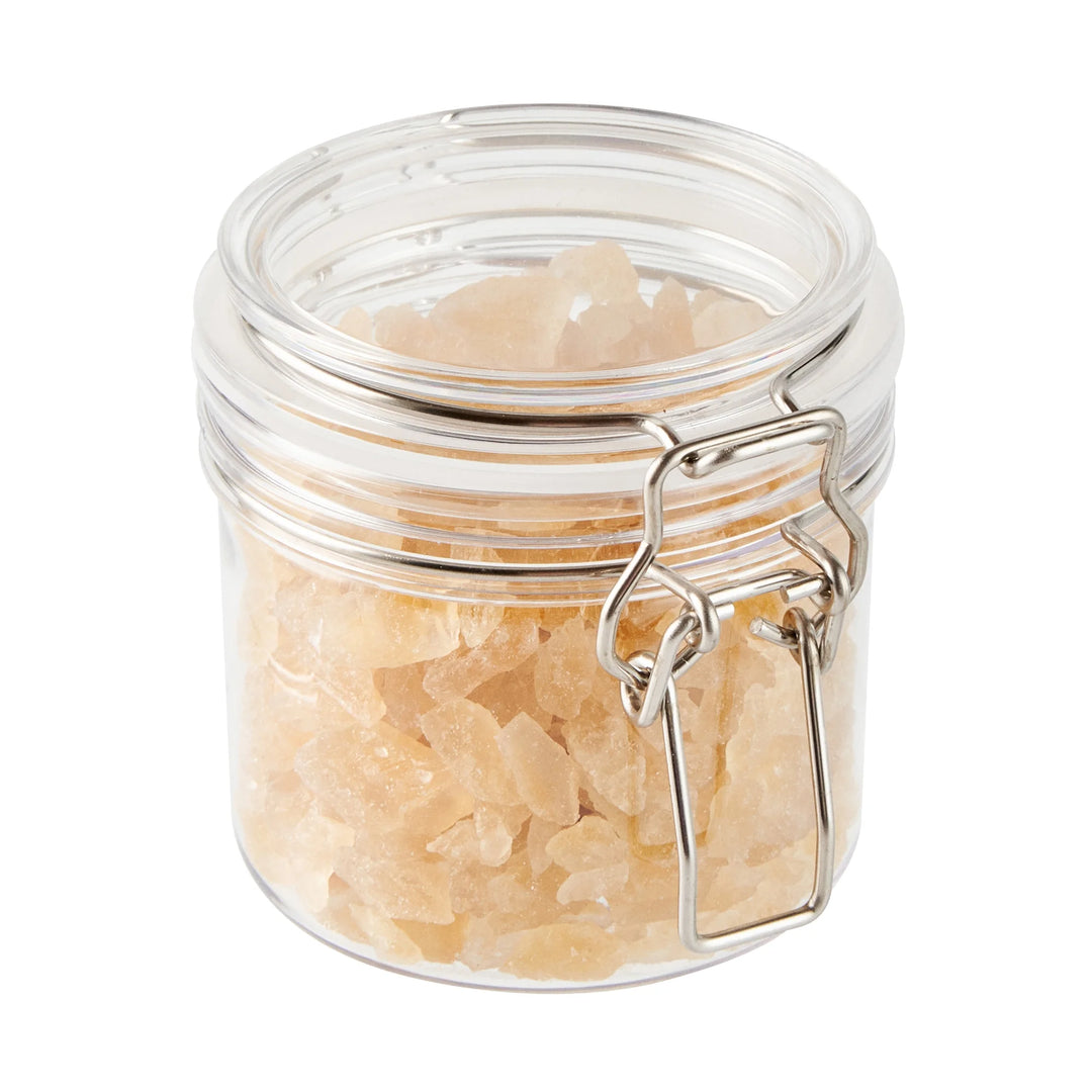 Restaurantware Met Lux 12 Ounce Plastic Storage Jars, Clear, Round, 3.5 x 3.5 x 3.5 Inch, Hinged Lid - Restaurant Equipment and Smallwares - Canadian Distribution - Ships Free Within Canada on Orders Above CAD $199