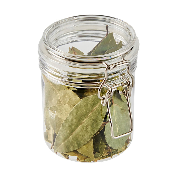 Restaurantware Met Lux 17 Ounce Plastic Storage Jars, Clear, Round, 3.5 x 3.5 x 4.5 Inch, Hinged Lid - Restaurant Equipment and Smallwares - Canadian Distribution - Ships Free Within Canada on Orders Above CAD $199