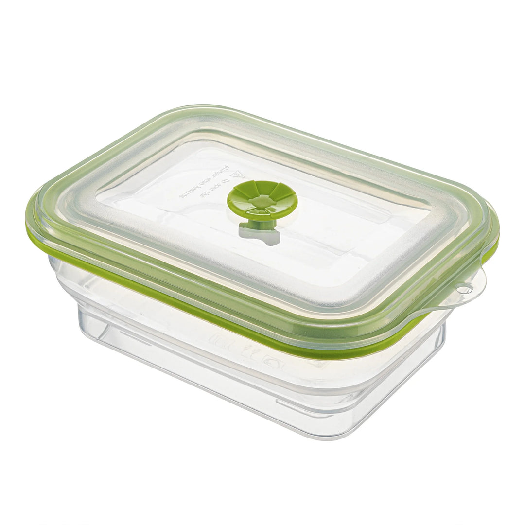 Restaurantware Fresh Hero 32 Ounce Collapsible Airtight Food Storage Containers, Green, Silicone, 7.75 x 5.50 x 2.75 Inch, includes Vented Lid - Restaurant Equipment and Smallwares - Canadian Distribution