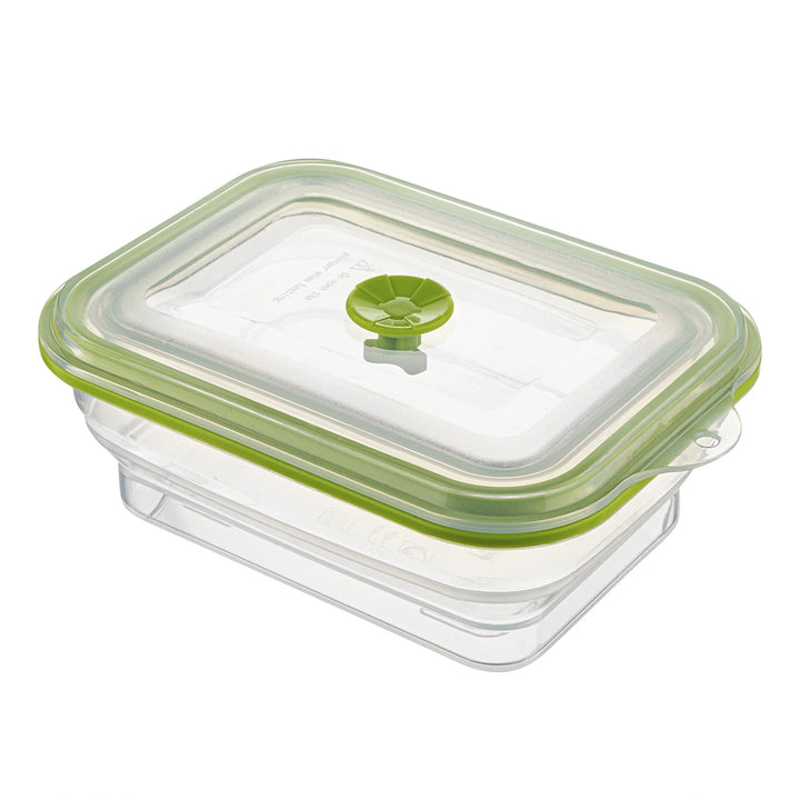 Restaurantware Fresh Hero 32 Ounce Collapsible Airtight Food Storage Containers, Green, Silicone, 7.75 x 5.50 x 2.75 Inch, includes Vented Lid - Restaurant Equipment and Smallwares - Canadian Distribution
