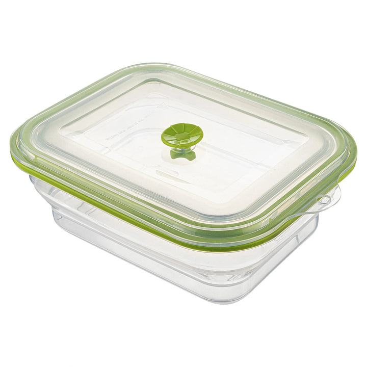 Restaurantware Fresh Hero 51 Ounce Collapsible Airtight Food Storage Containers, Green, Silicone, 9.25 x 7 x 3 Inch, includes Vented Lid - Restaurant Equipment and Smallwares - Canadian Distribution - Ships Free Within Canada on Orders Above CAD $199