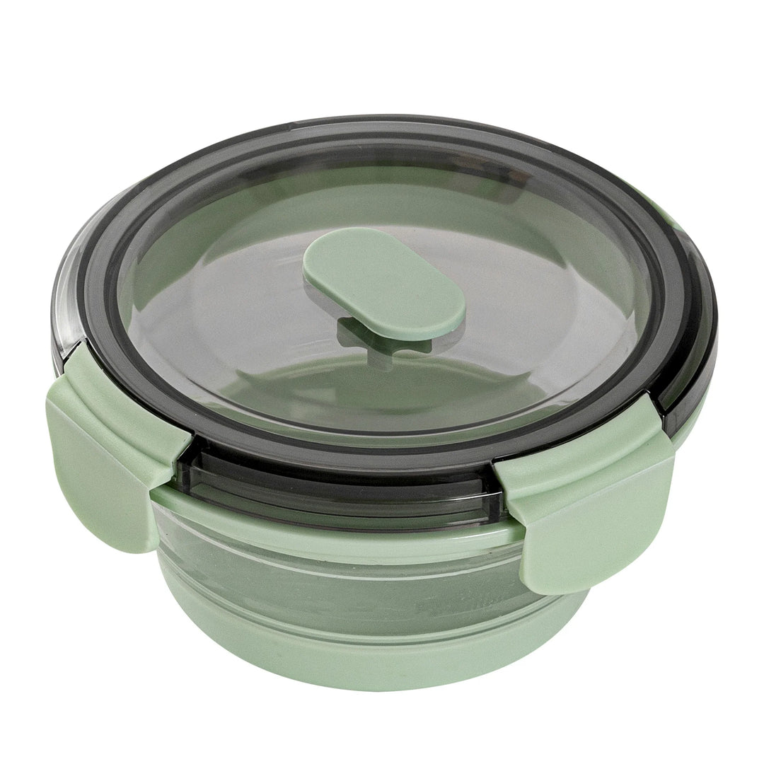 Restaurantware Fresh Hero 14 Ounce Collapsible Airtight Food Storage Containers, Green, Plastic, 5.50 x 5.50 x 2.75 Inch, includes Vented Lid - Restaurant Equipment and Smallwares - Canadian Distribution - Ships Free Within Canada on Orders Above CAD $199