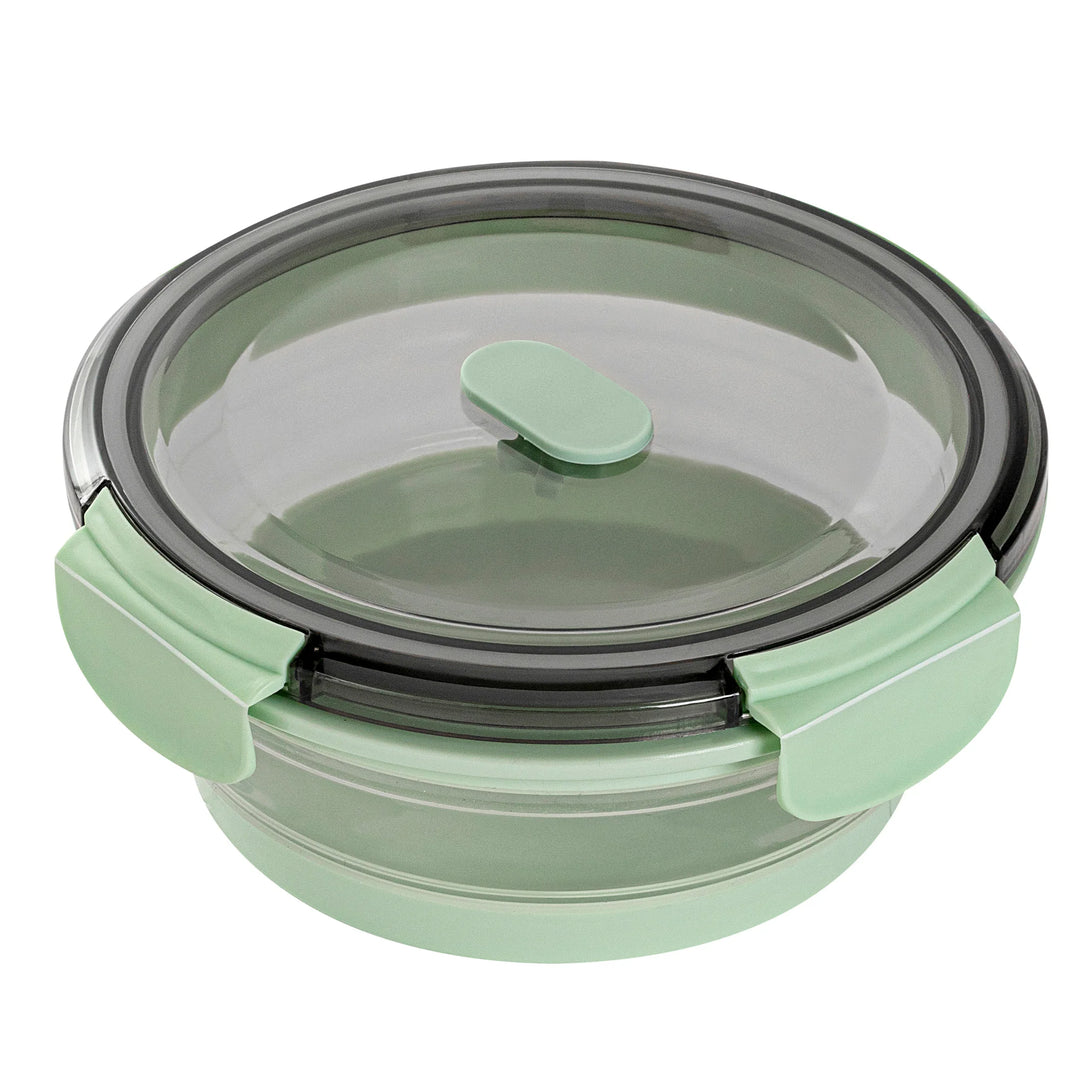 Restaurantware Fresh Hero 27 Ounce Collapsible Airtight Food Storage Containers, Green, Plastic, 6.75 x 6.75 x 2.75 Inch, includes Vented Lid - Restaurant Equipment and Smallwares - Canadian Distribution - Ships Free Within Canada on Orders Above CAD $199