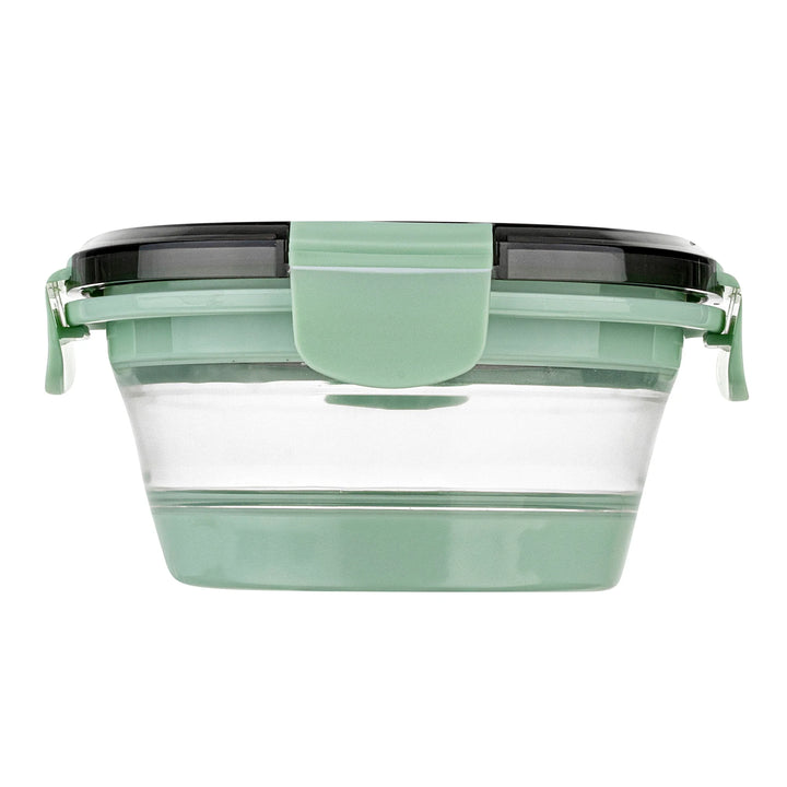 Restaurantware Fresh Hero 27 Ounce Collapsible Airtight Food Storage Containers, Green, Plastic, 6.75 x 6.75 x 2.75 Inch, includes Vented Lid - Restaurant Equipment and Smallwares - Canadian Distribution