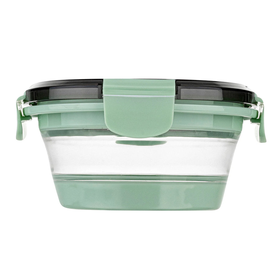 Restaurantware Fresh Hero 27 Ounce Collapsible Airtight Food Storage Containers, Green, Plastic, 6.75 x 6.75 x 2.75 Inch, includes Vented Lid - Restaurant Equipment and Smallwares - Canadian Distribution