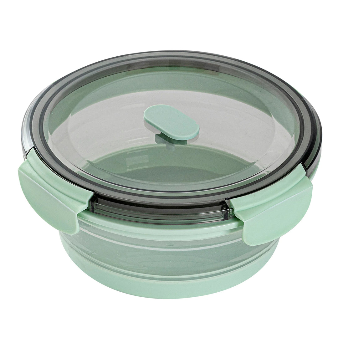 Restaurantware Fresh Hero 34 Ounce Collapsible Airtight Food Storage Containers, Green, Plastic, 7.25 x 7.25 x 3 Inch, includes Vented Lid - Restaurant Equipment and Smallwares - Canadian Distribution - Ships Free Within Canada on Orders Above CAD $199