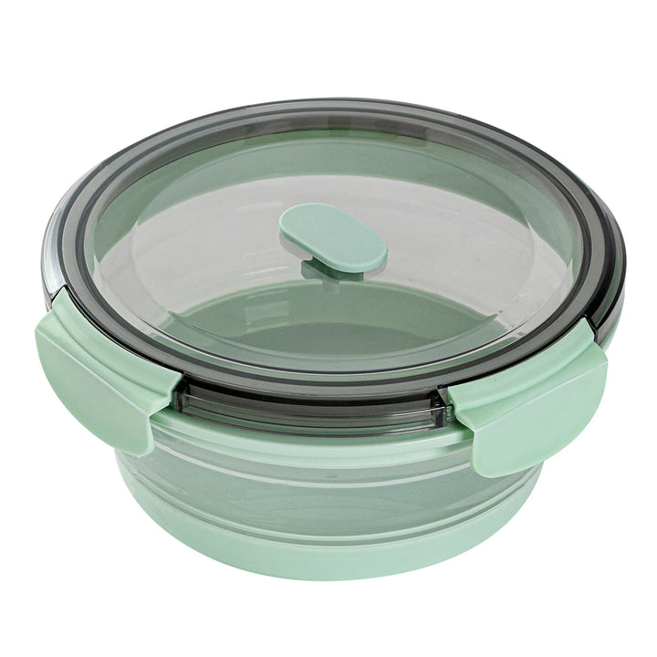 Restaurantware Fresh Hero 34 Ounce Collapsible Airtight Food Storage Containers, Green, Plastic, 7.25 x 7.25 x 3 Inch, includes Vented Lid - Restaurant Equipment and Smallwares - Canadian Distribution - Ships Free Within Canada on Orders Above CAD $199