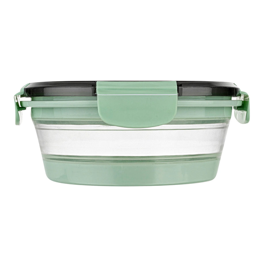Restaurantware Fresh Hero 34 Ounce Collapsible Airtight Food Storage Containers, Green, Plastic, 7.25 x 7.25 x 3 Inch, includes Vented Lid - Restaurant Equipment and Smallwares - Canadian Distribution
