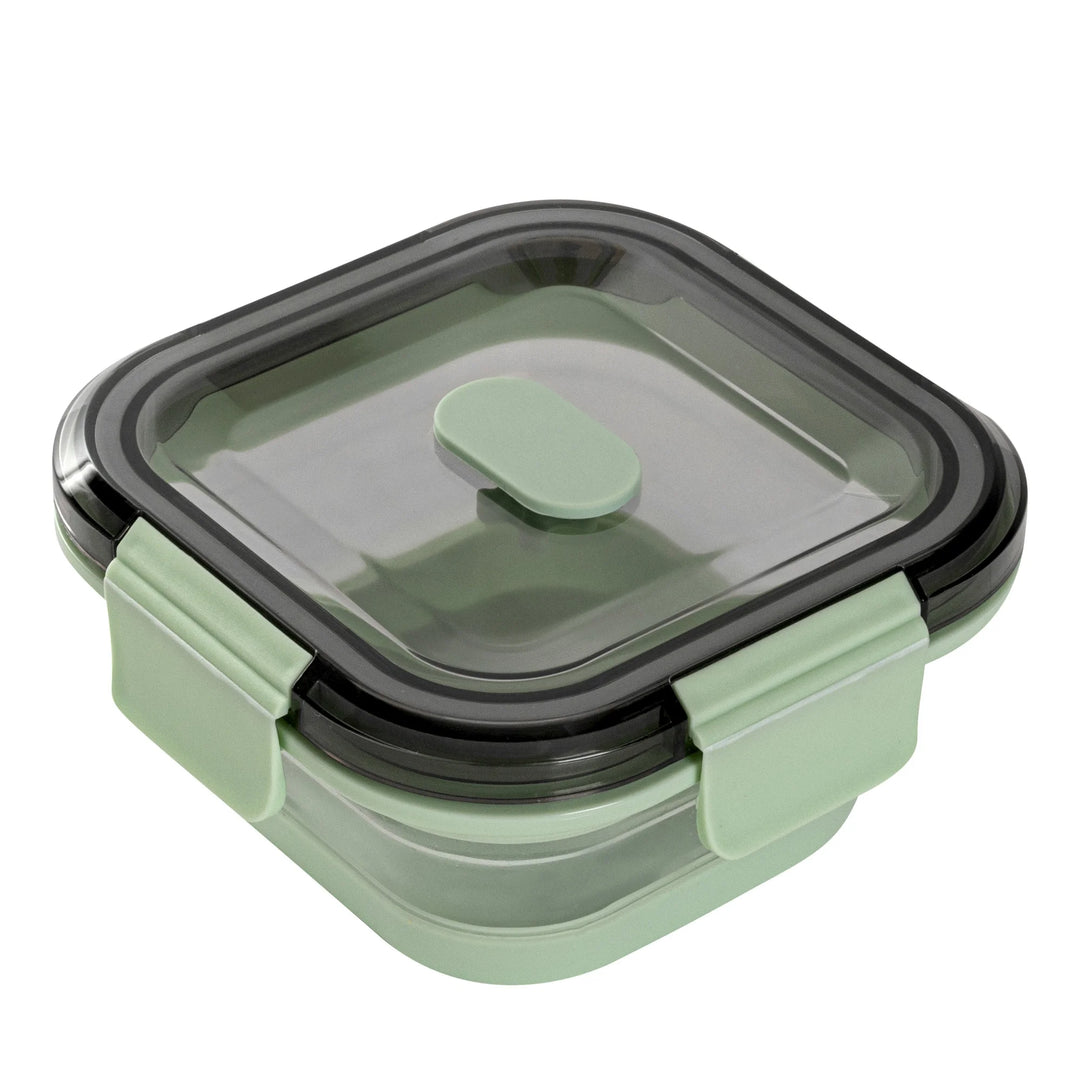 Restaurantware Fresh Hero 17 Ounce Collapsible Airtight Food Storage Containers, Green, Plastic, 5.50 x 5.50 x 2.75 Inch, includes Vented Lid - Restaurant Equipment and Smallwares - Canadian Distribution - Ships Free Within Canada on Orders Above CAD $199