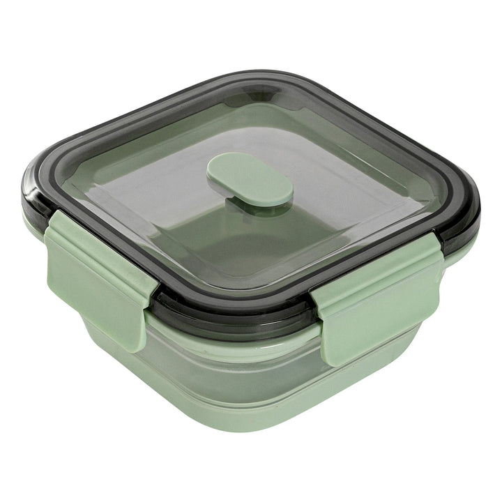 Restaurantware Fresh Hero 24 Ounce Collapsible Airtight Food Storage Containers, Green, Plastic, 6 x 6 x 2.75 Inch, includes Vented Lid - Restaurant Equipment and Smallwares - Canadian Distribution - Ships Free Within Canada on Orders Above CAD $199