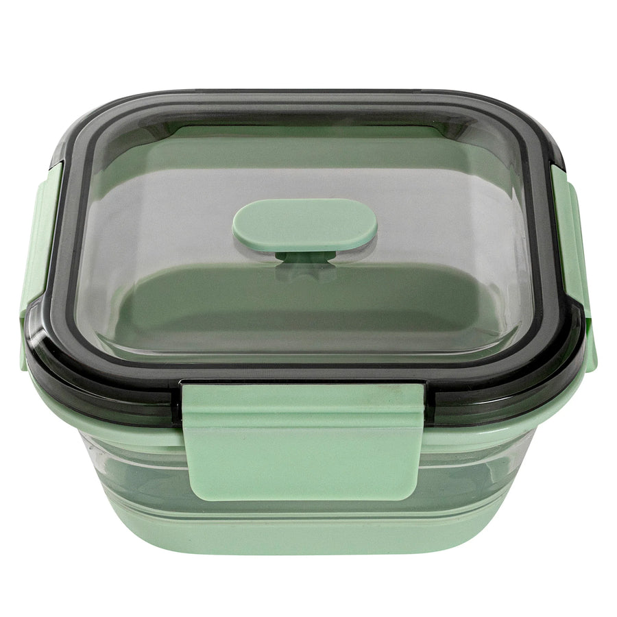 Restaurantware Fresh Hero 24 Ounce Collapsible Airtight Food Storage Containers, Green, Plastic, 6 x 6 x 2.75 Inch, includes Vented Lid - Restaurant Equipment and Smallwares - Canadian Distribution