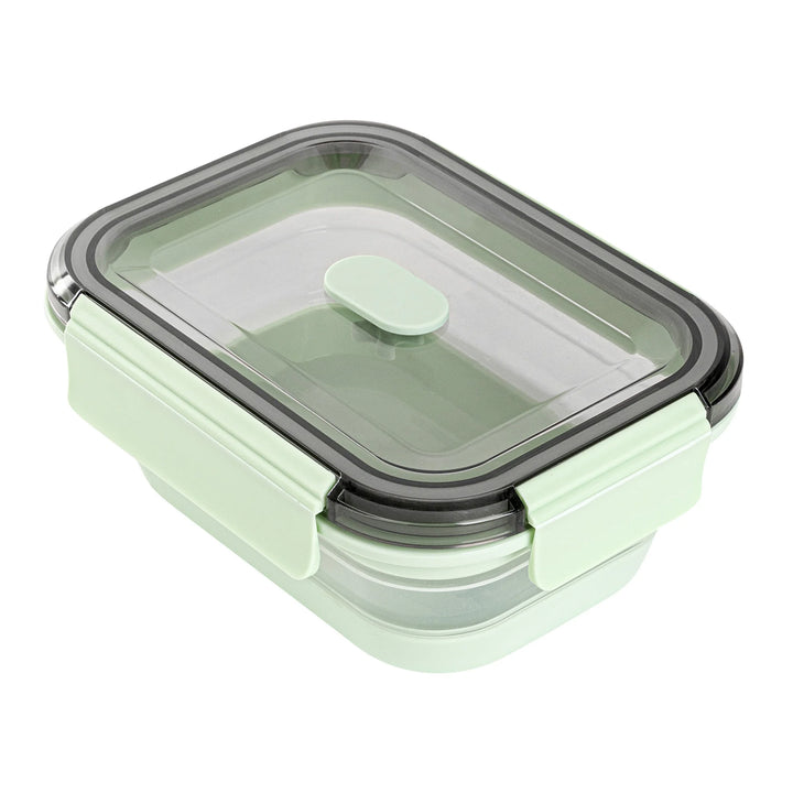 Restaurantware Fresh Hero 27 Ounce Collapsible Airtight Food Storage Containers, Green, Plastic, 7.25 x 5.50 x 2.75 Inch, includes Vented Lid - Restaurant Equipment and Smallwares - Canadian Distribution - Ships Free Within Canada on Orders Above CAD $199