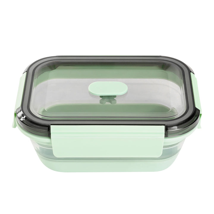 Restaurantware Fresh Hero 27 Ounce Collapsible Airtight Food Storage Containers, Green, Plastic, 7.25 x 5.50 x 2.75 Inch, includes Vented Lid - Restaurant Equipment and Smallwares - Canadian Distribution