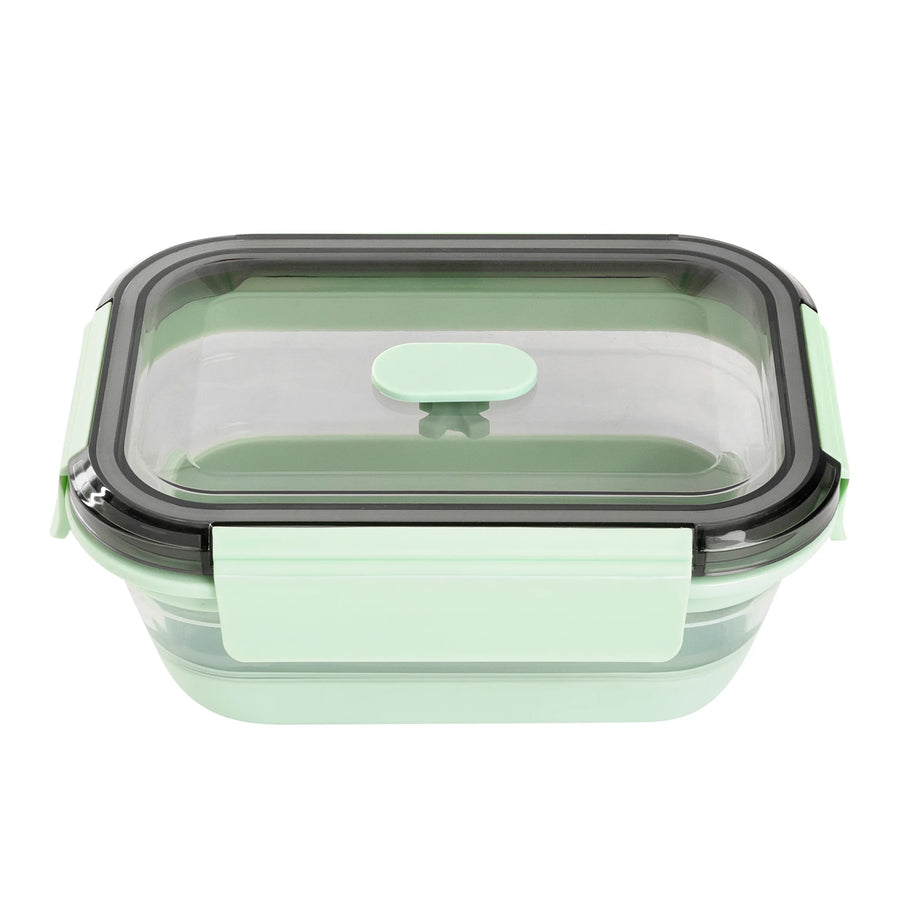 Restaurantware Fresh Hero 27 Ounce Collapsible Airtight Food Storage Containers, Green, Plastic, 7.25 x 5.50 x 2.75 Inch, includes Vented Lid - Restaurant Equipment and Smallwares - Canadian Distribution