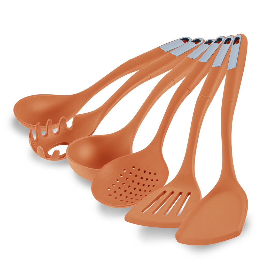 Restaurantware Met Lux 6-Piece Silicone Cooking Utensil Set, Orange - Restaurant Equipment and Smallwares - Canadian Distribution - Ships Free Within Canada on Orders Above CAD $199